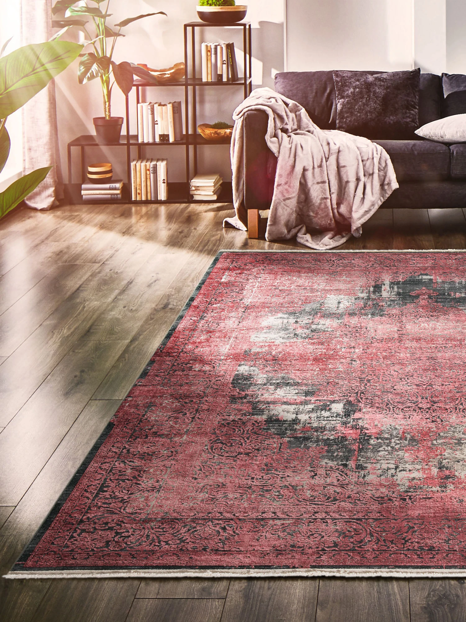 Vintage-Teppich, Karmin 3 Vintage-Teppich, Karmin