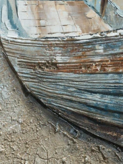 Leinwand-handgemalt, Grau -Teppiche Verkaufe AltesHolzboot Leinwandbild Grau 100x100 lup1