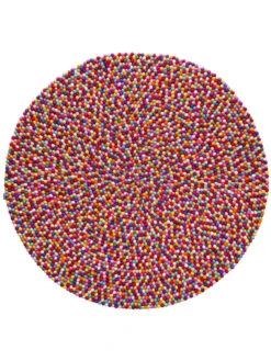 Filzkugel-Teppich, Multicolor -Teppiche Verkaufe Arica Filzkugelteppich mehrfarbig rund pla
