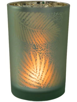 Teelichthalter, Hellgrün -Teppiche Verkaufe BlaetterLightUp Teelichthalter Hellgruen 12x12x18 per2