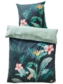 Renforcé-Bettwäsche, Dunkelgrün -Teppiche Verkaufe Cariba Bettwaesche Gruen Dunkelgruen 135x200 pla