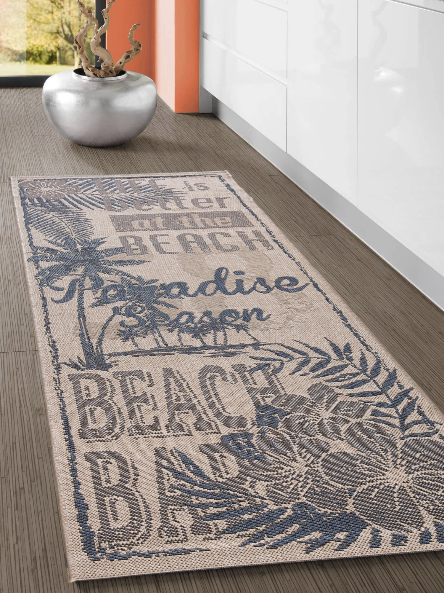 Teppiche Verkaufe -Teppiche Verkaufe Cuisine FlachgewebeTeppich Hellblau Beach 80x200 mil