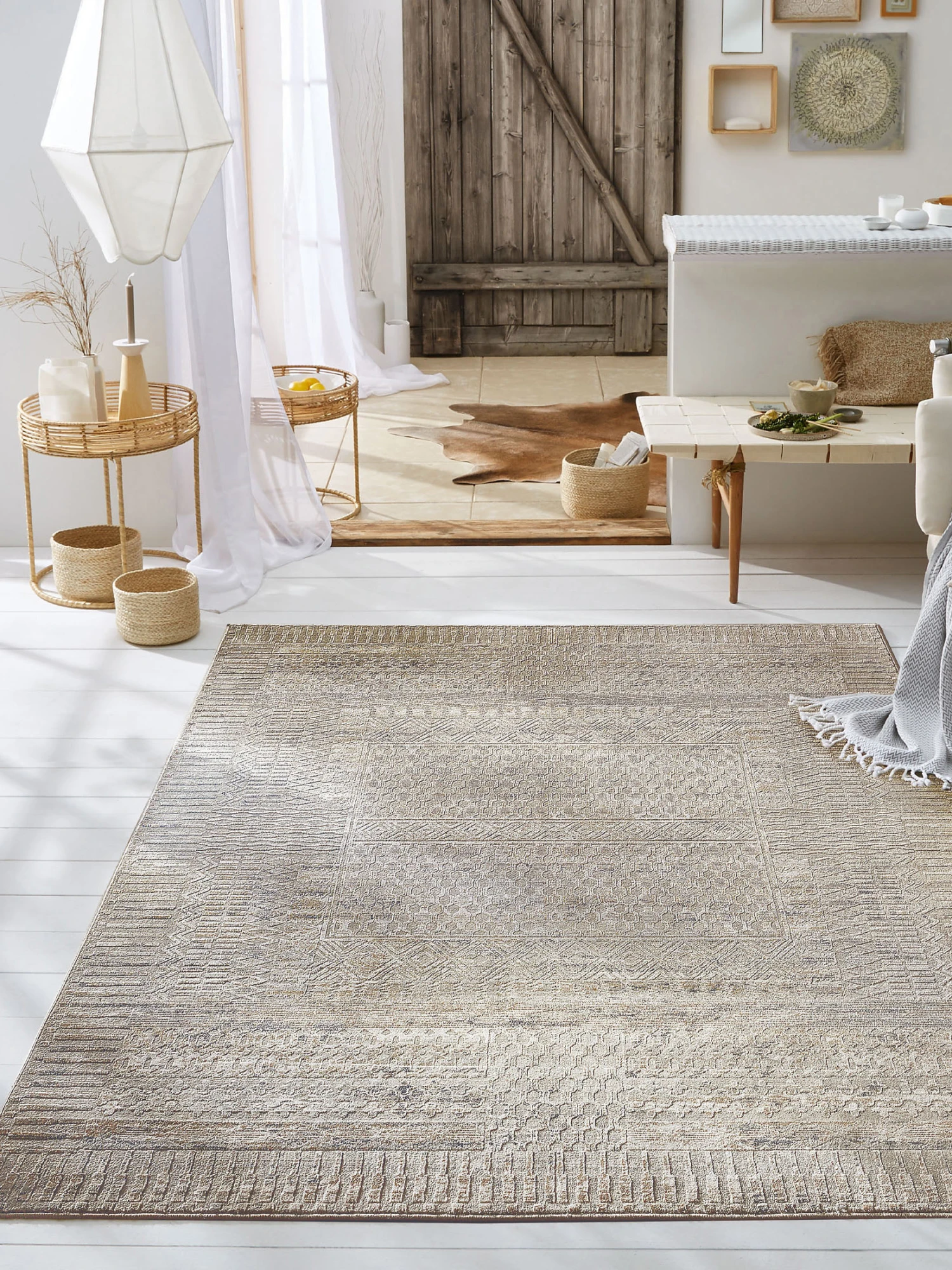 Vintage-Teppich, Antiksilber 3 Vintage-Teppich, Antiksilber