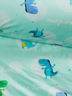 Kinderbettwäsche, Mint -Teppiche Verkaufe DinoLand Bettwaesche tuerkis Mint 135x200 lup