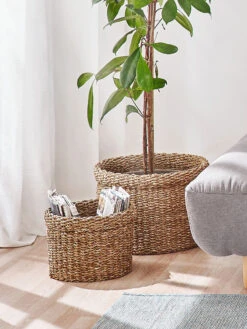 Korb, Natur Seegras -Teppiche Verkaufe FoldingCylinder Korb Braun NaturSeegras mil