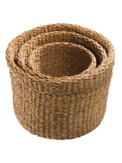 Korb, Natur Seegras -Teppiche Verkaufe FoldingCylinder Korb Braun NaturSeegras set2