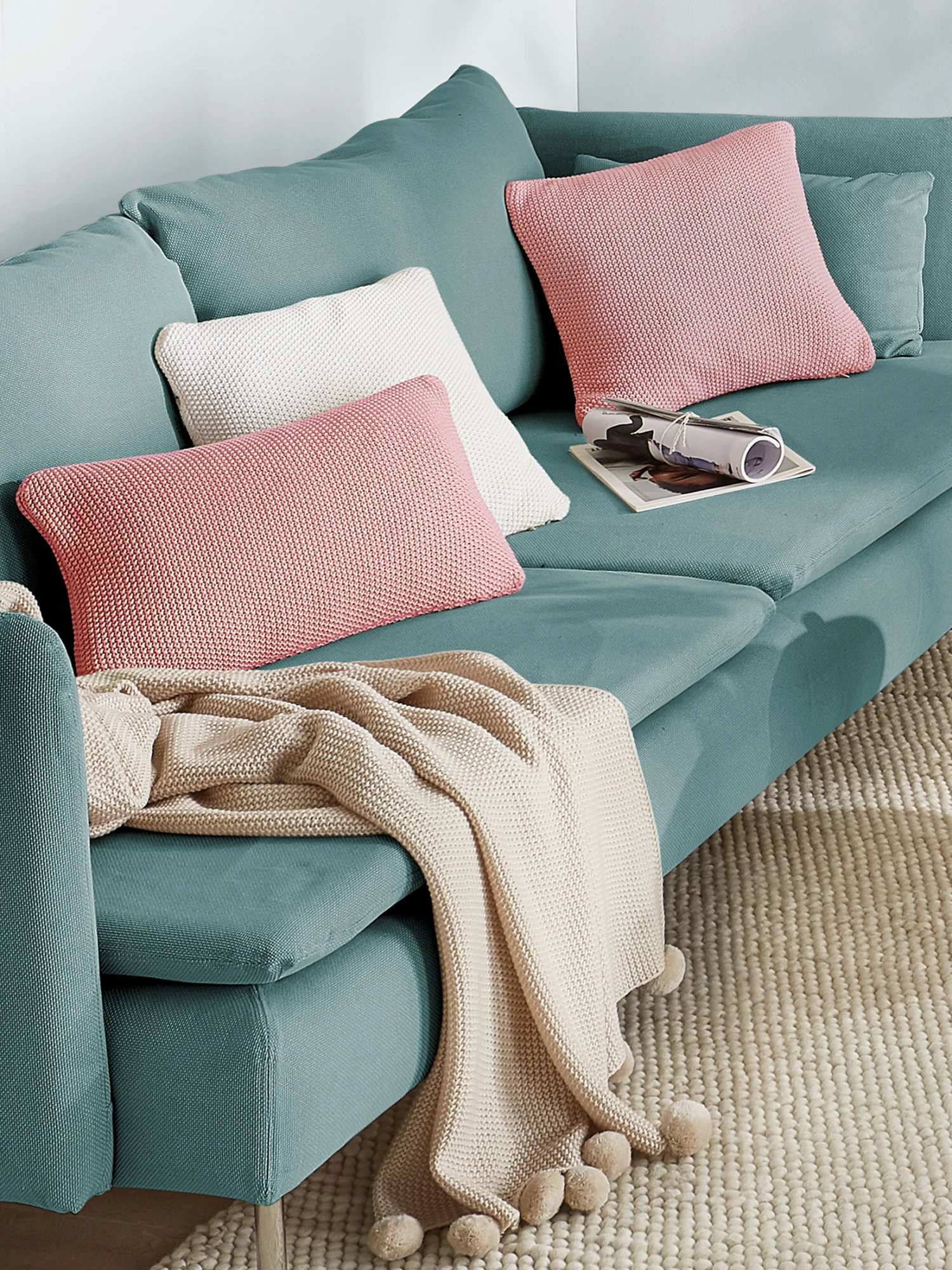 Strickkissen, Altrosa 3 Strickkissen, Altrosa