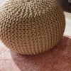 Strick-Pouf, Beige -Teppiche Verkaufe Kiruna Sitzpouf beige rund mil