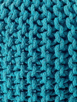 Strick-Pouf, Türkis -Teppiche Verkaufe Kiruna Sitzpouf blau tuerkis lup