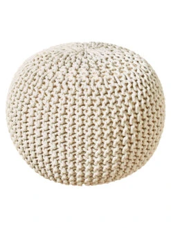 Strick-Pouf, Creme -Teppiche Verkaufe Kiruna Sitzpouf creme rund per1