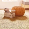 Strick-Pouf, Yellow -Teppiche Verkaufe Kiruna Sitzpouf gelb yellow rund mil