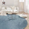 Hochflor-Teppich, Hellblau -Teppiche Verkaufe Lounge UniTeppich Hellblau 200rund mil