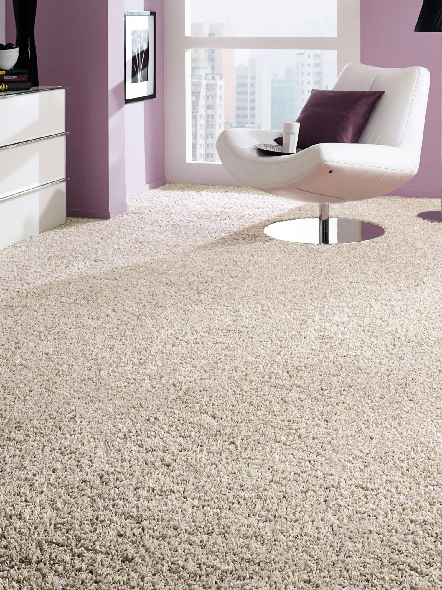 Langflor-Teppichboden, Creme 3 Langflor-Teppichboden, Creme