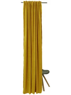 Vorhang Mit Gardinenband, Senf -Teppiche Verkaufe Marilana Gardine verdeckteSchlaufe Gelb Senf 140x245 pla2