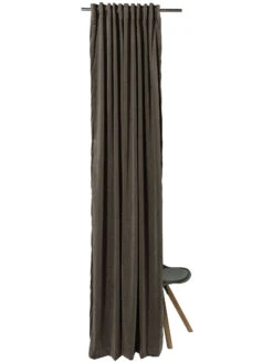 Vorhang Mit Gardinenband, Taupe -Teppiche Verkaufe Marilana Gardine verdeckteSchlaufe Grau Taupe 140x245 pla2