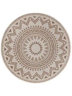 Outdoor-Teppich, Natur -Teppiche Verkaufe Savela FlachgewebeTeppich beige Natur 160rund pla