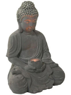 Figur, Hellgrau -Teppiche Verkaufe SitzenderBuddha Figur Grau Hellgrau 36x29x50 per2