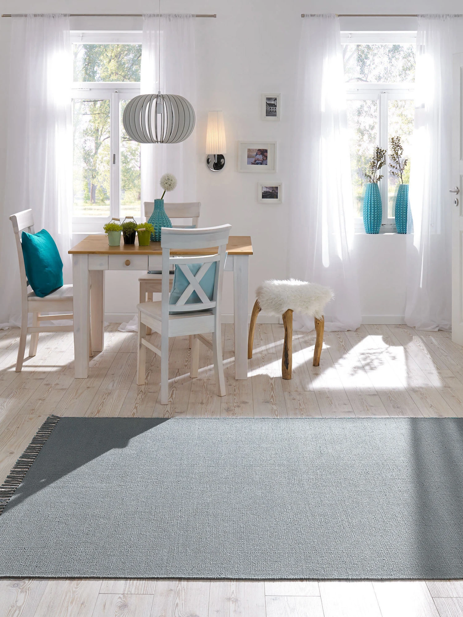 Baumwoll-Teppich, Grau 3 Baumwoll-Teppich, Grau