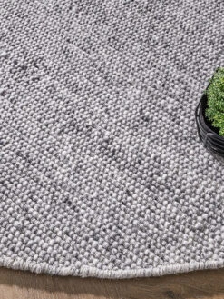 Woll-Teppich, Grey -Teppiche Verkaufe Tjaellmo HandwebTeppich Grau Grey 200rund lup2